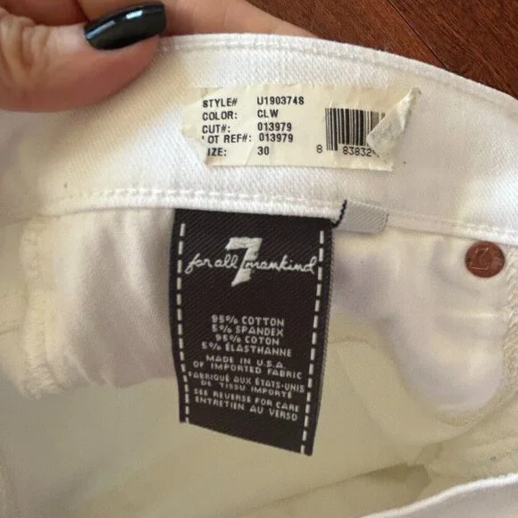 NWT 7 for all Mankind Women's White Classic Straight Leg Jeans in Size 30 New! - Picture 8 of 8